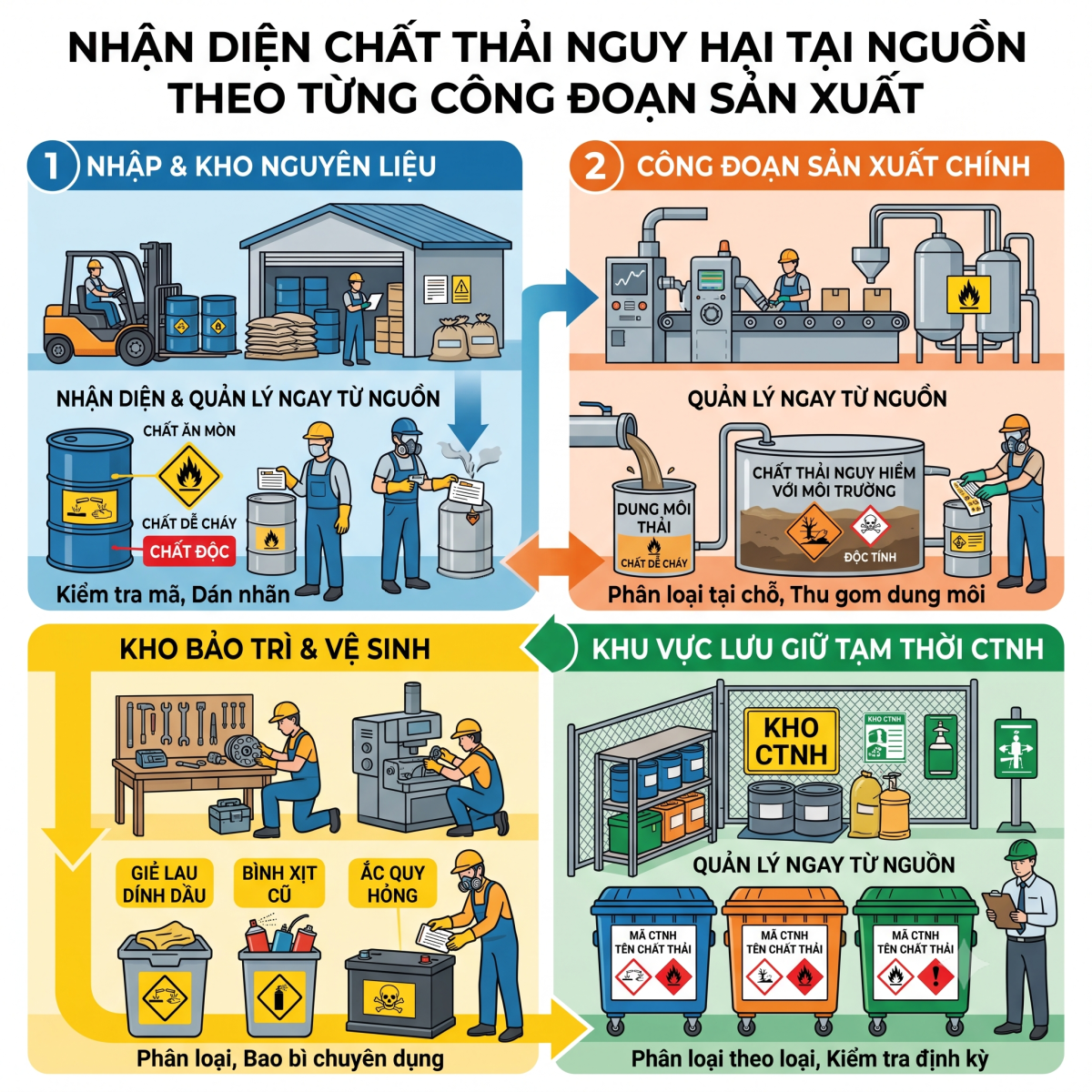 Danh mục chất thải nguy hại thường gặp trong nhà máy sản xuất