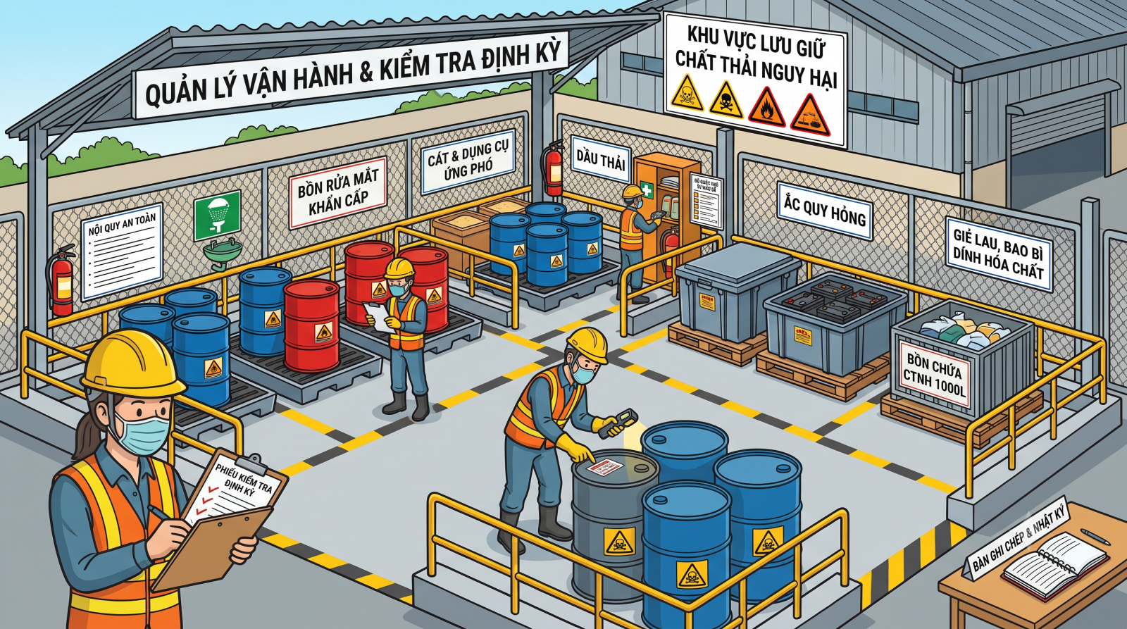 Hướng dẫn xây dựng kho lưu trữ tạm thời chất thải nguy hại tại xưởng