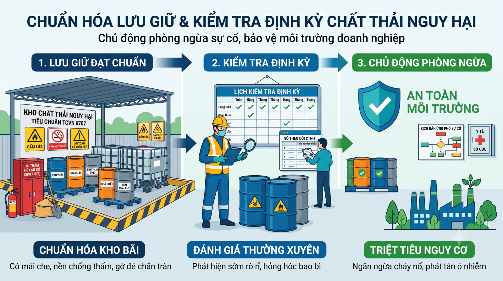 Mối nguy hiểm tiềm ẩn khi lưu trữ chất thải nguy hại sai cách và giải pháp an toàn